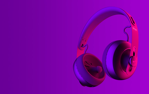 red headphone